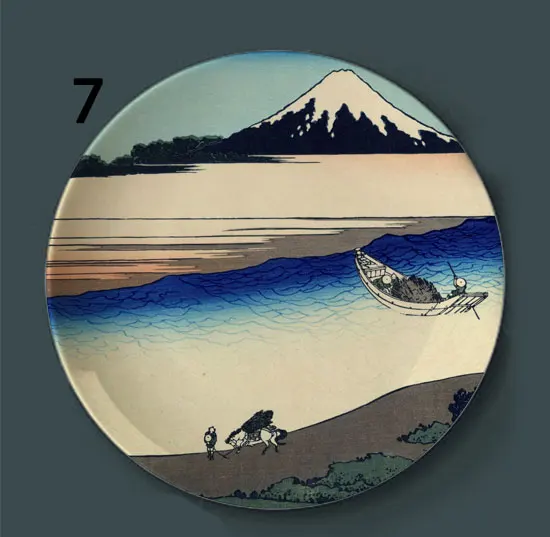 Tomitake Thirty Six King декоративная тарелка подвесная тарелка Hokusai Японский керамический диск плавающий мир живопись украшение на стену - Цвет: 7
