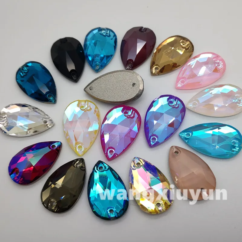 New More Colors 3230 K9 Glass Crystal Drop Sew-on Stone Flatback Teardrop Sewing Dress Clothing Making | Дом и сад
