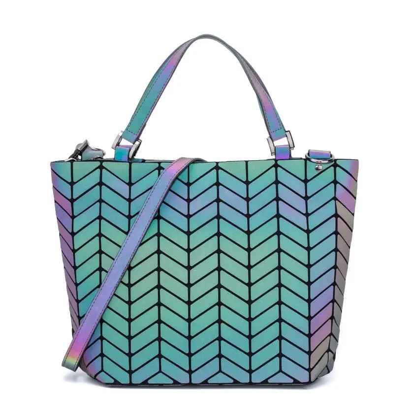 Новинка 2019 светящаяся сумка женская тоут с геометрическим рисунком складные