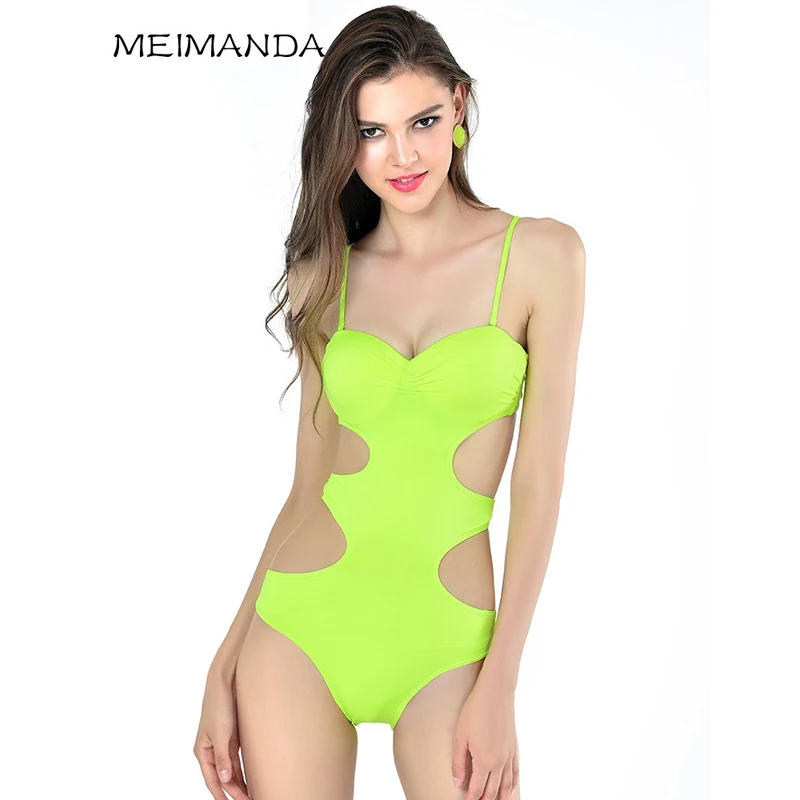 One Piece Swimsuit 2017 Sexy Swimwear Women Bathing Suit Swim Vintage Summer Beach Wear Print Bandage Monokini HZ012 | Спорт и