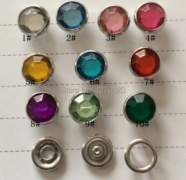 100SET 10mm rhinestone pearl Press Studs Snap Fastener Popper Prong Ring snap button for baby clothes | Дом и сад