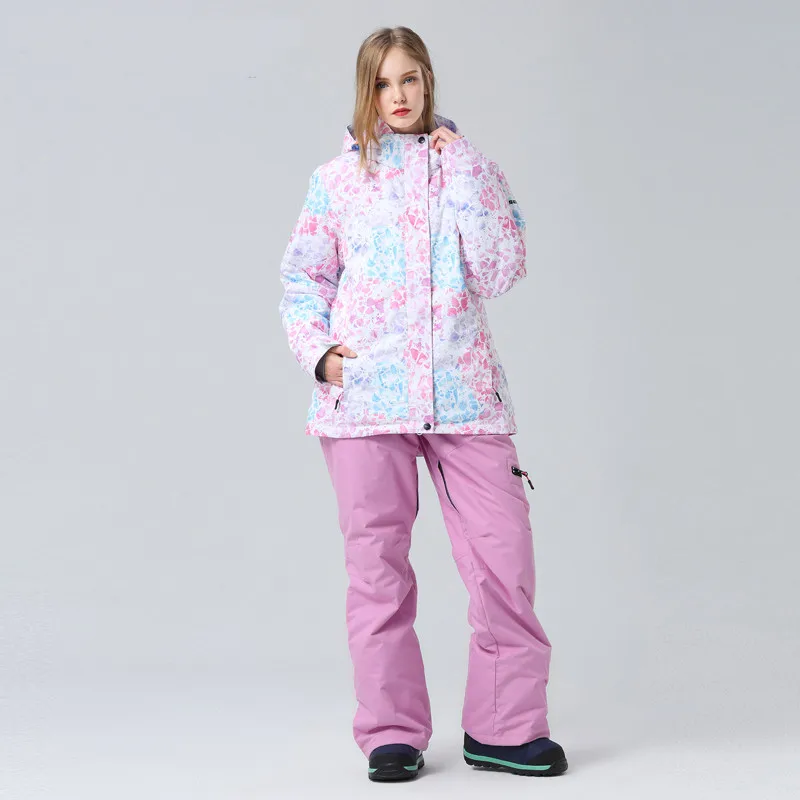 Женский лыжный костюм ветронепроницаемый водонепроницаемый теплый зимний