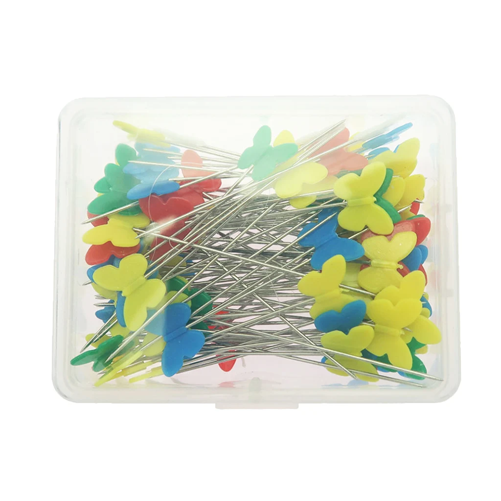 Красочные 100 штук швейных штифтов бабочка плоская головка штифты прямые стеганые
