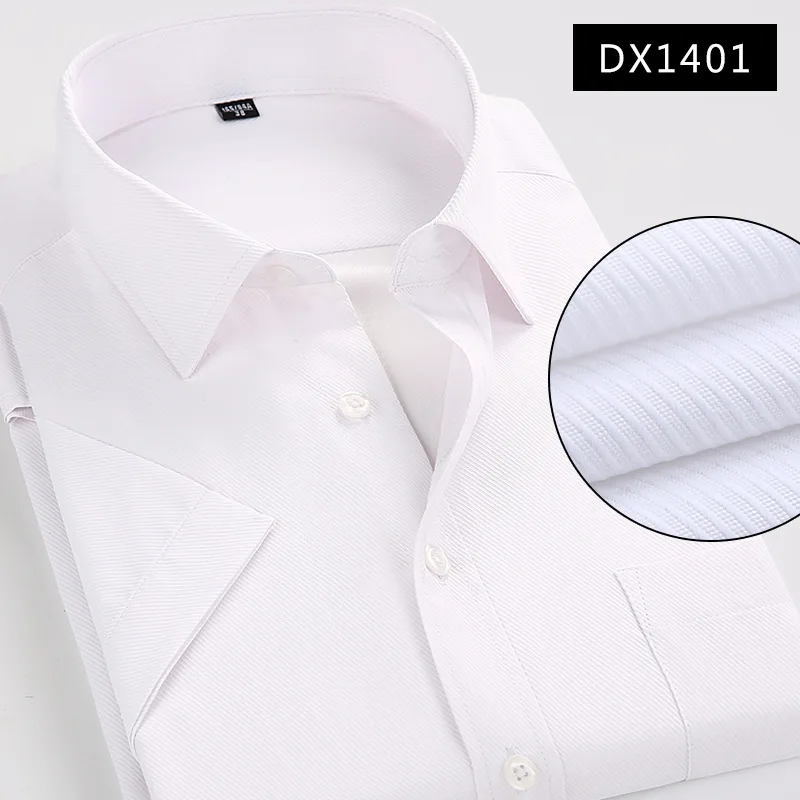 DX1401 twill white Большие размеры 6XL 7XL 8XL мужские рубашки с коротким рукавом, повседневные Высококачественные одноцветные форменные рубашки для мужчин, приталенные рубашки - Цвет: DX1401 twill white