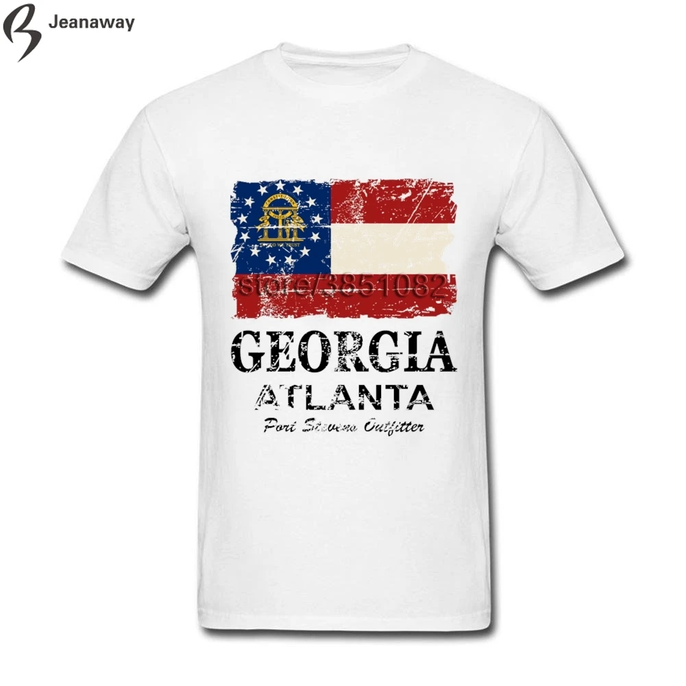 Топы 2018 Лето Грузия Атланта Ретро Для мужчин футболки черный короткий рукав