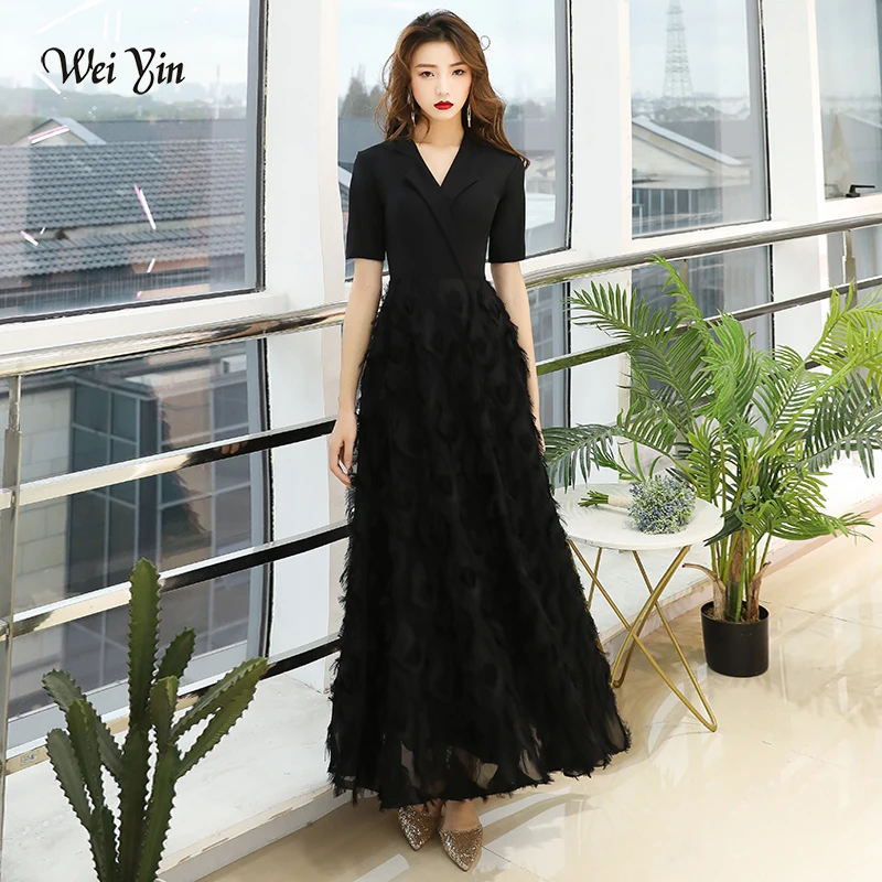 

Черные вечерние платья weiyin 2020, Элегантное Длинное официальное вечернее платье, стильные женские платья для выпускного вечера WY1535