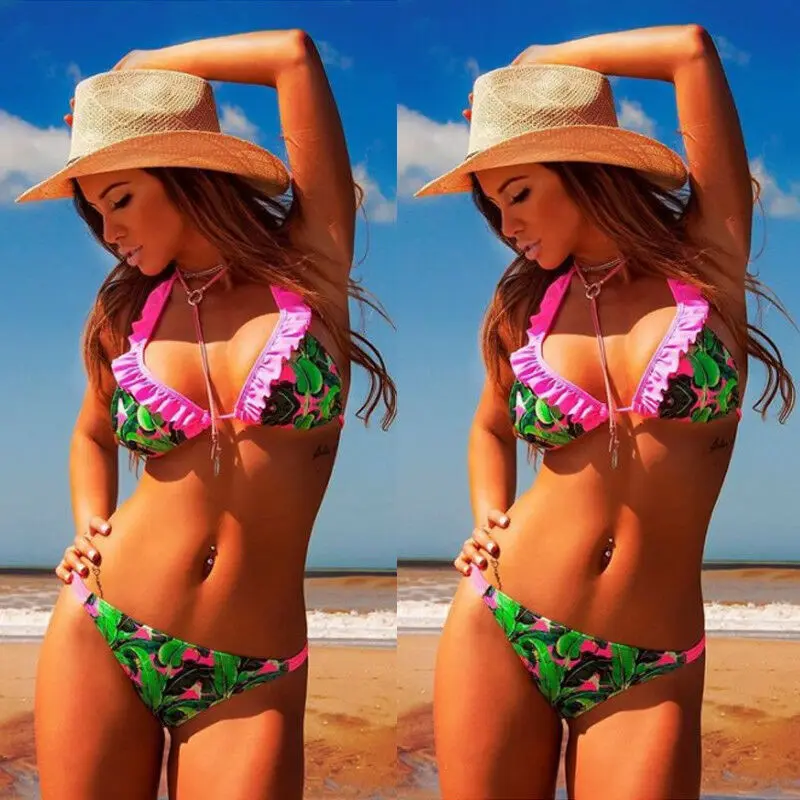 Женский комплект бикини с пуш ап и подкладкой купальник бюстгальтер стринги