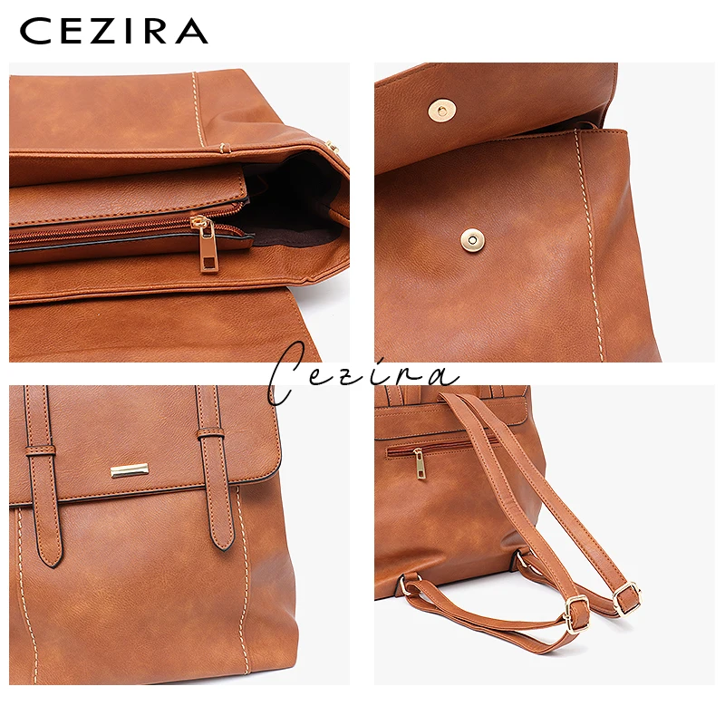 CEZIRA большой Модный женский рюкзак из искусственной кожи в английском стиле