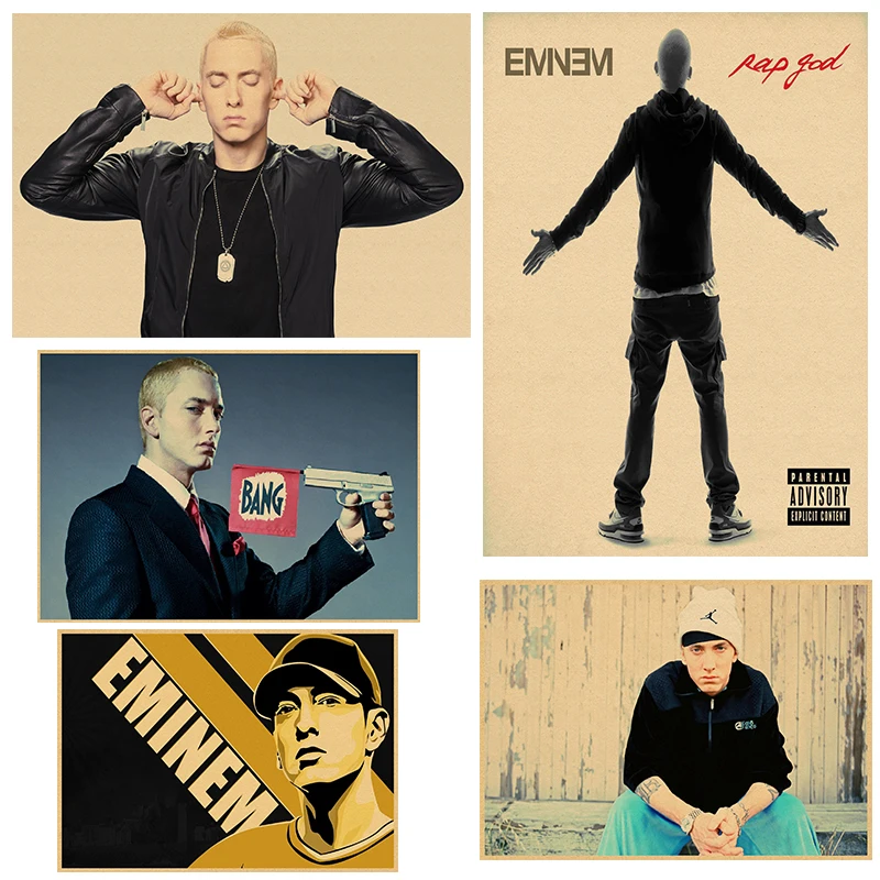 Винтажный Ретро постер Eminem в стиле рок певицы хип хоп матовая крафт бумага