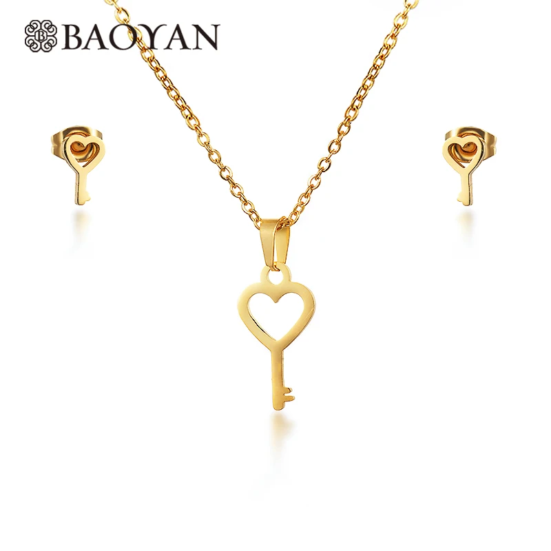 Baoyan модное золотое ожерелье с ключом наборы для женщин вечерние ювелирные