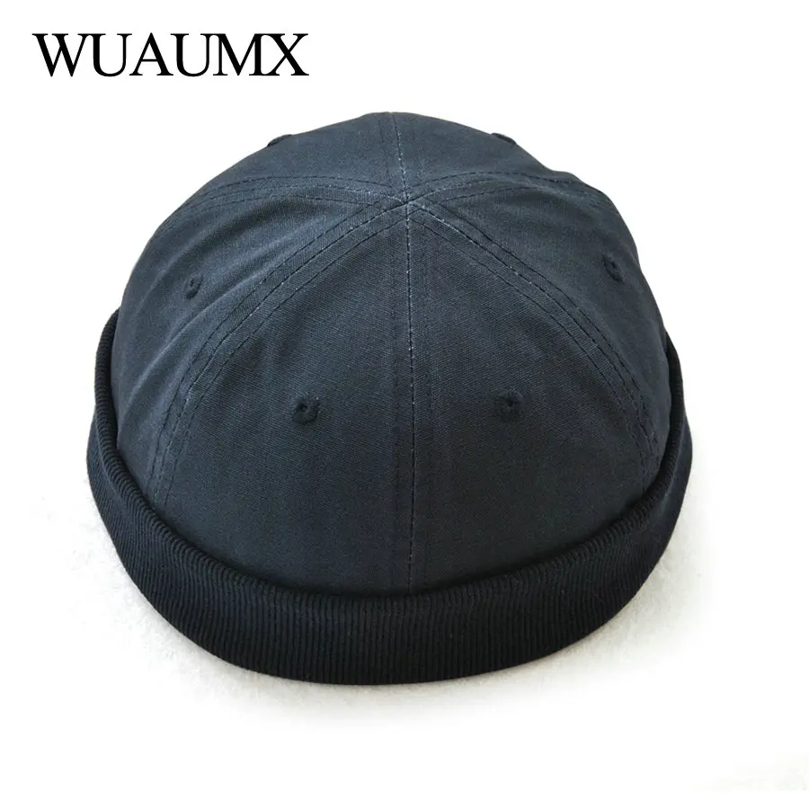 Wuaumx бренд хозяин Шапки для Для мужчин Для женщин Хлопок Skullies шапочка Hat дыни тенденция ретро карнизы фланец хип-хоп Кепки унисекс