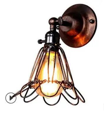 American retro iron small birdcage wall lamp industrial style designer home bar corridor lamps | Лампы и освещение