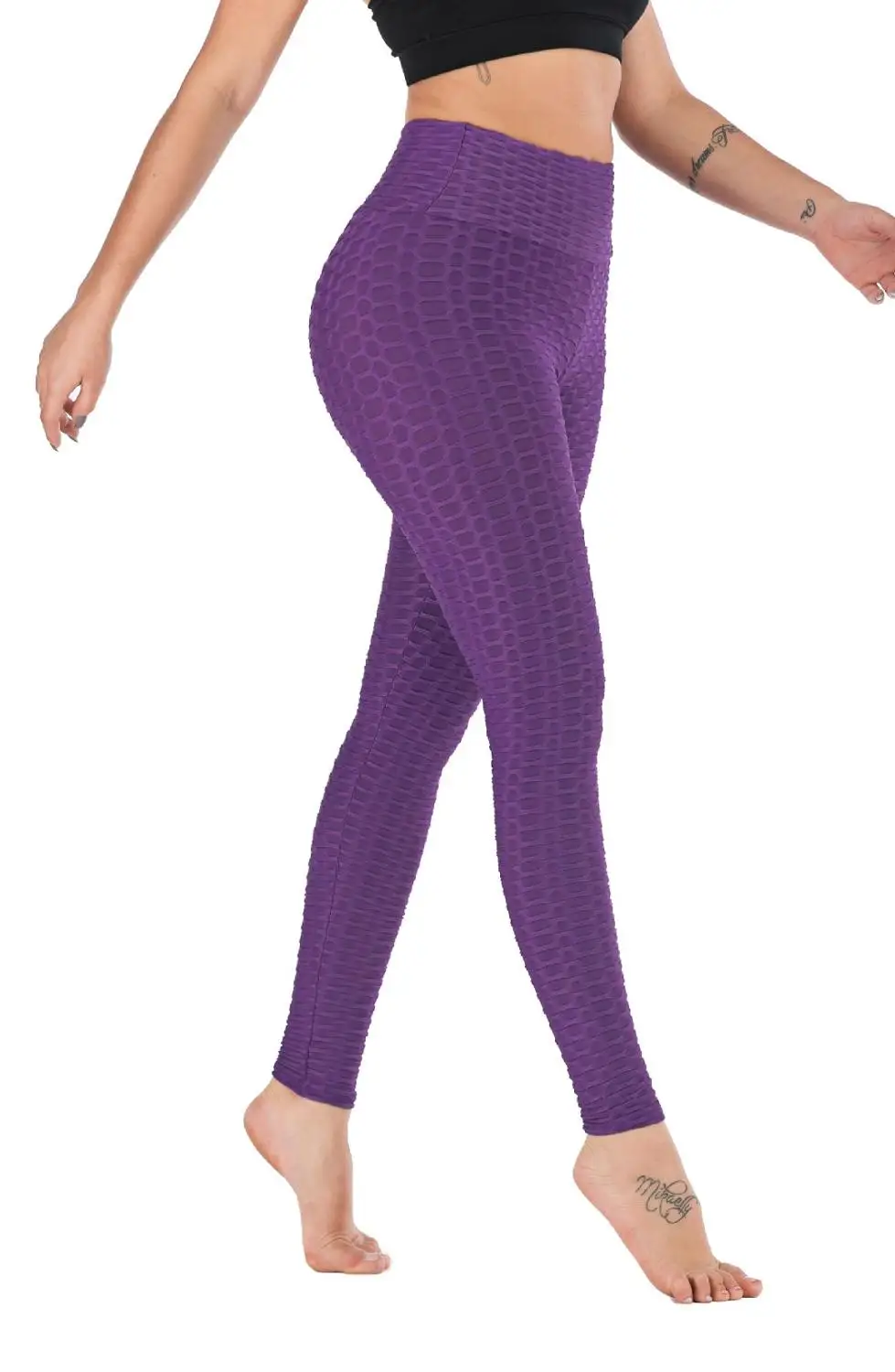 purple Новинка, женские леггинсы для фитнеса, антицеллюлитные, Textu, модные, лоскутные, повседневные, летние, весенние, однотонные, для фитнеса, леггинсы, штаны - Цвет: purple