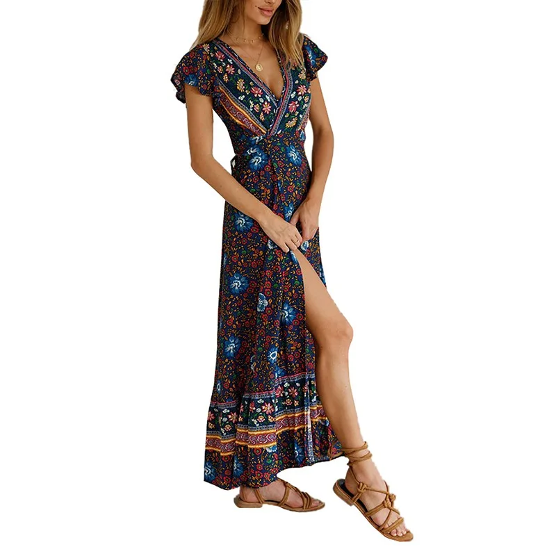 Женское пляжное платье с принтом свободное из ткани в итальянском стиле коротким