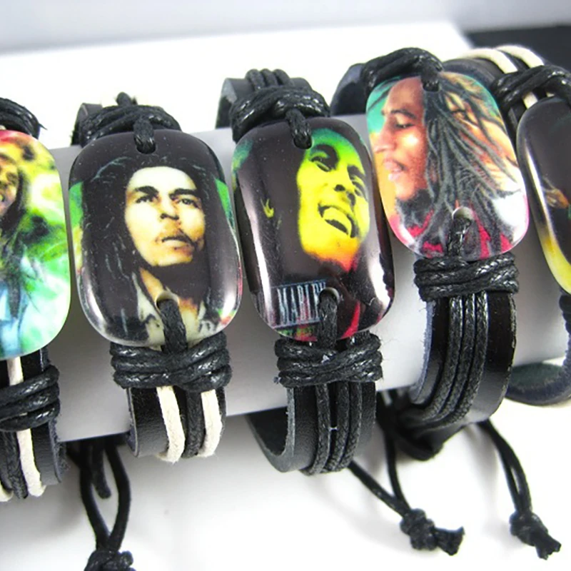 Мужские и женские браслеты ручной работы Bob Marley наручные из искусственной кожи с
