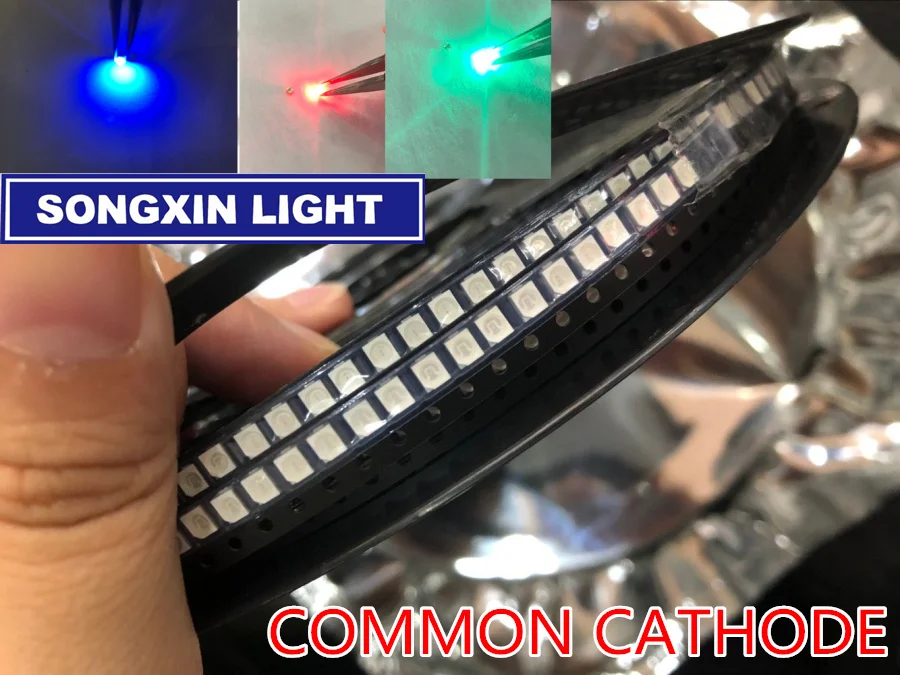 100 шт. SMD 3528 RGB светодиодный общий катод 20 мА SMT чип триколор (красный зеленый синий)