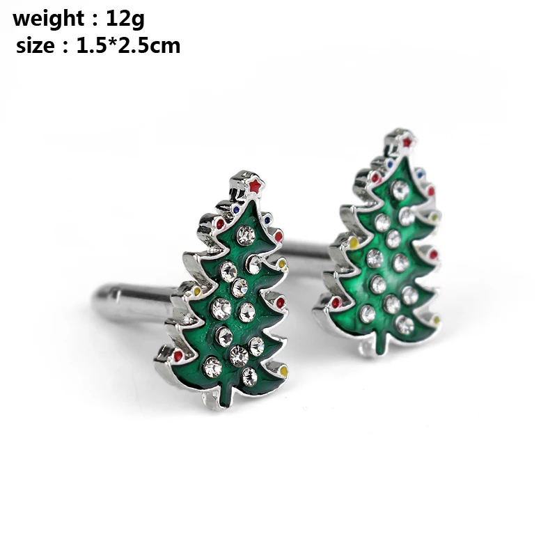 

dongsheng Rhinestone Enamel Cuffkins Green Tree Christmas Tree Cuff Button Pins For Women Men Christmas Decoration Gifts
