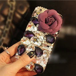 Горячий цветок DIY ошейник украшенный фальшивыми алмазами Bling Fundas чехол для Samsung