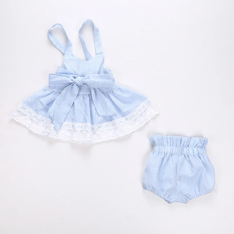 Комплект из 2 предметов платье с бантом для новорожденных девочек 2017 г. летняя