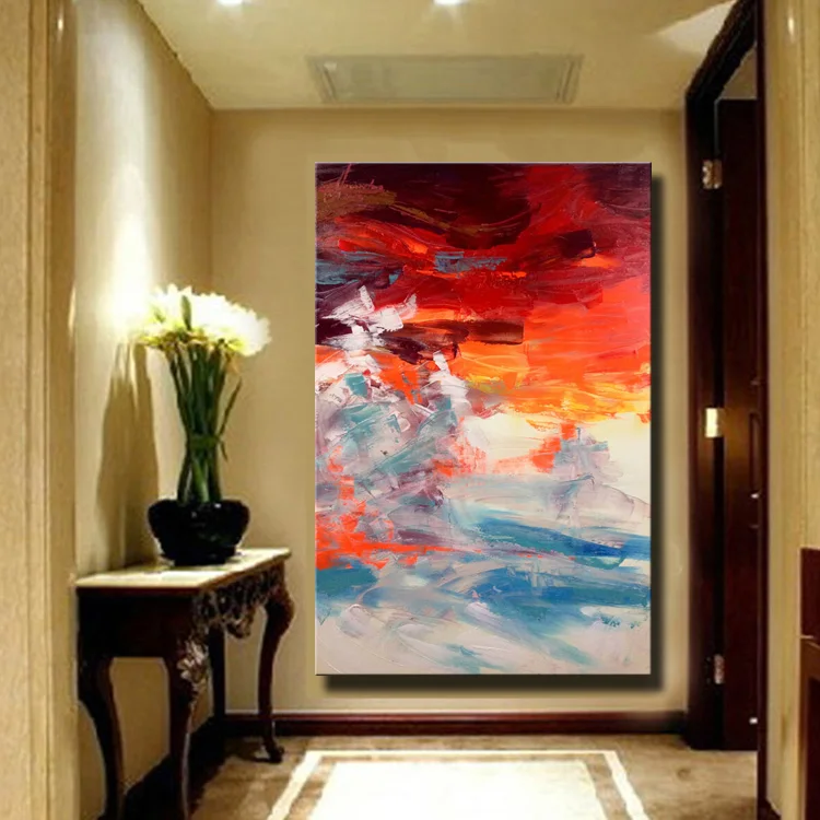 Художественная красно-синяя настенная Картина на холсте Ручная роспись