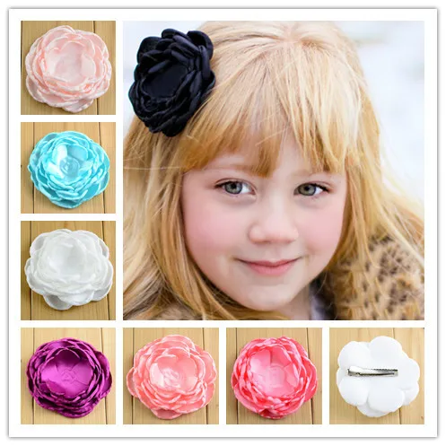22 шт./лот дюйма цветок с зажимом детский для волос Летний стиль ткань розы девочек