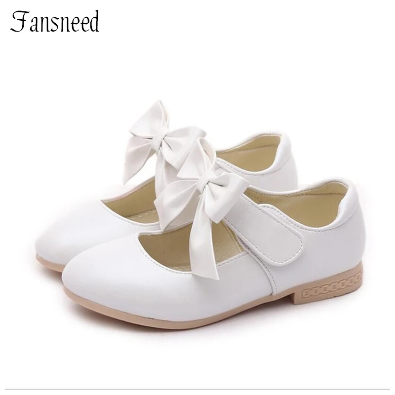 Весенне осенняя кожаная обувь принцессы для девочек Детская с бантом Новая