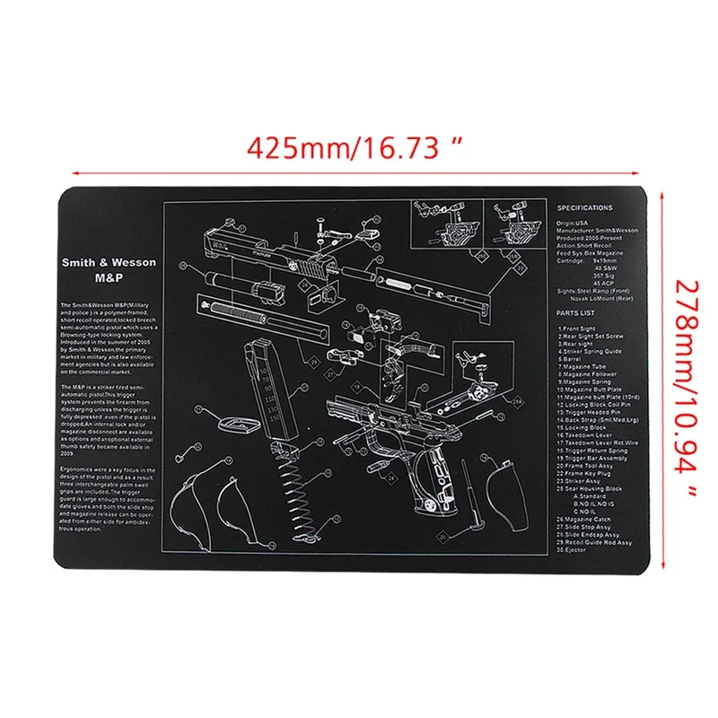 Охотничий пистолет чистящий коврик водонепроницаемый резиновый нескользящий с