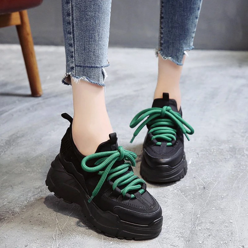 Женские кроссовки на платформе Weweya Повседневные Дышащие сетчатые массивной 8 см