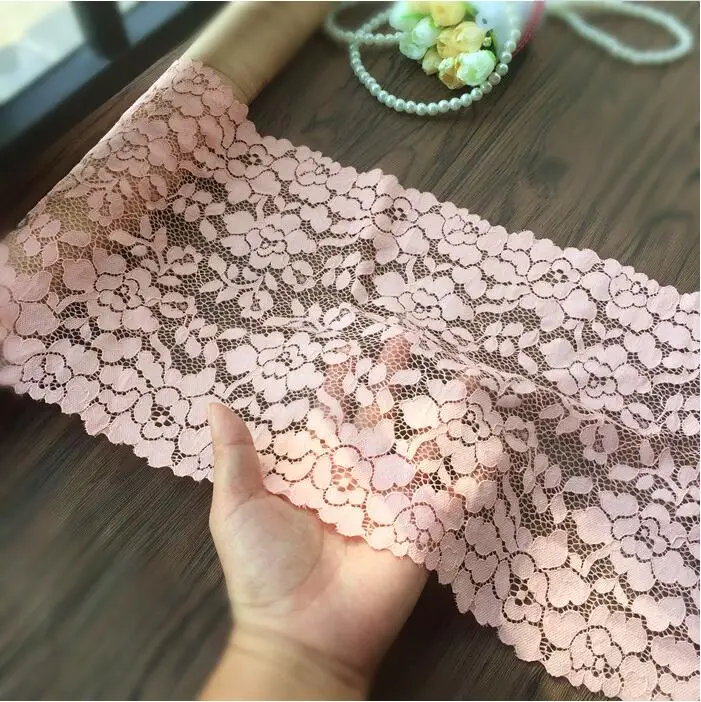 Роскошная детская розовая эластичная кружевная отделка растягивающаяся ткань