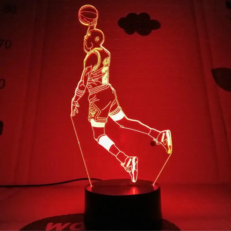 Настольная лампа Air Jordan Slam Dunk 3D иллюзия USB детский Ночной светильник в подарок прикроватный AJ светодиодный ночной Светильник Майкл Джордан аксессуары - Испускаемый цвет: jordan dunk