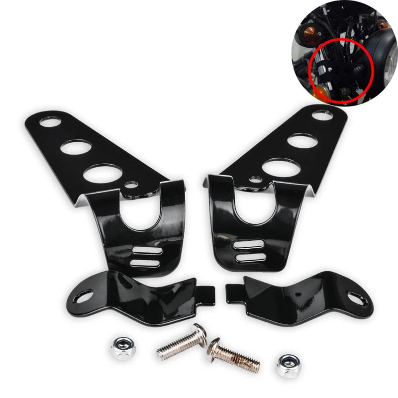 1 пара мотоциклетных фар головного света лампа кронштейн черный Универсальный