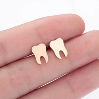 chandler tiny small stainless steel nickel free tooth earrings for women dental studs best doctor for women girl bijoux