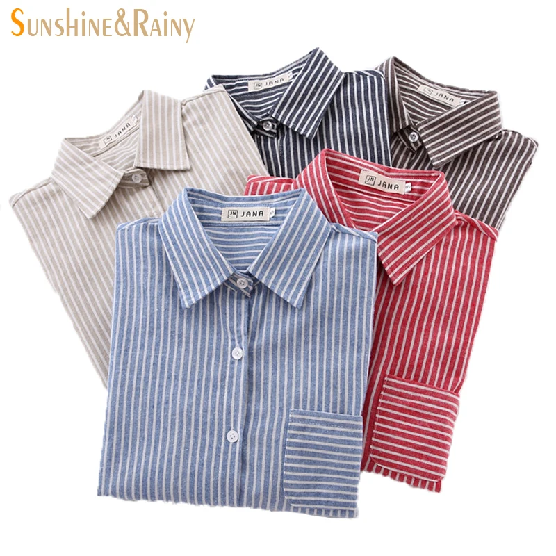 2017 новые модные офисные в полоску хлопковые рубашки женские небольшой полосой