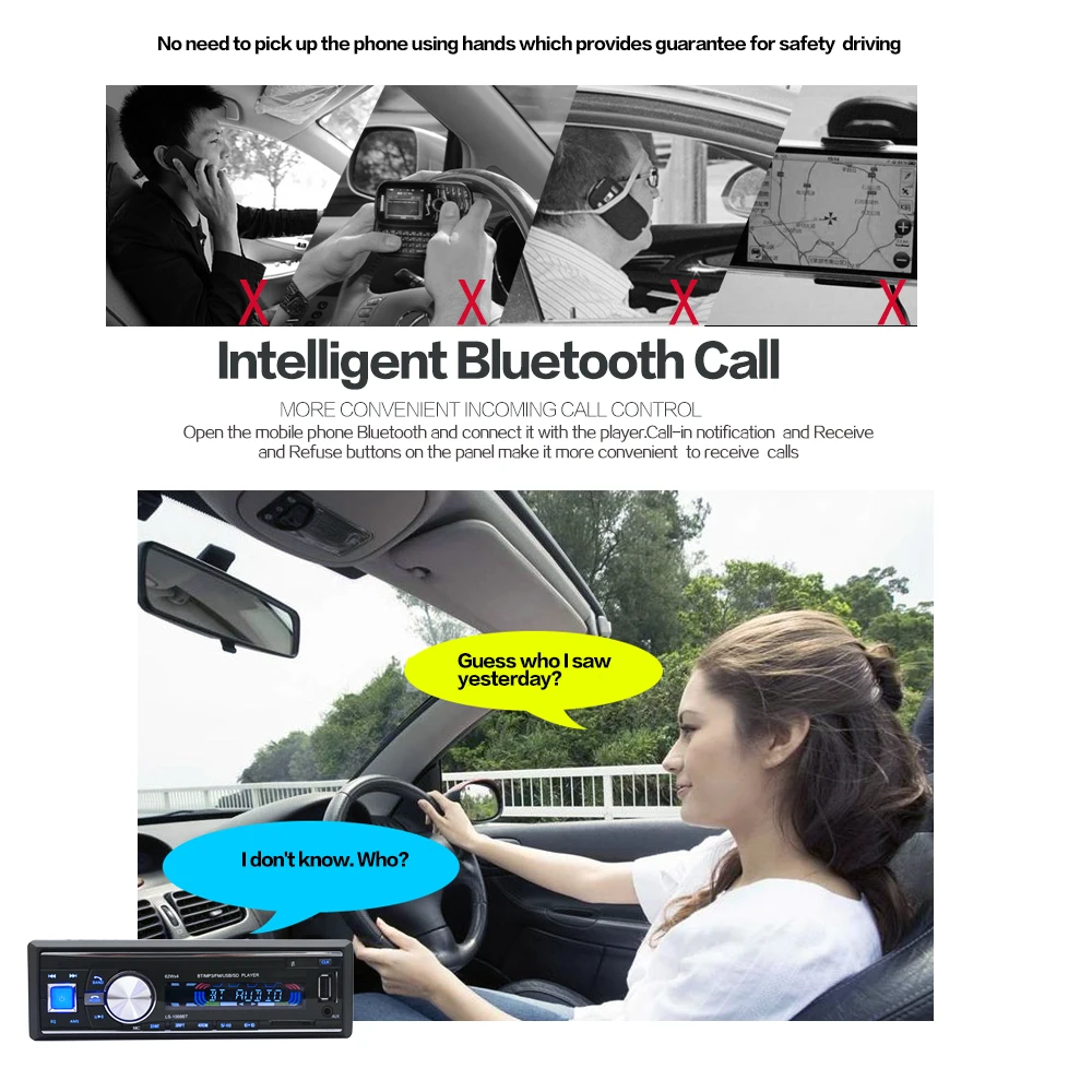 12 В автомобильный аудио Радио Стерео 10 м расстояние передачи FM Bluetooth V2.0 USB SD Mp3