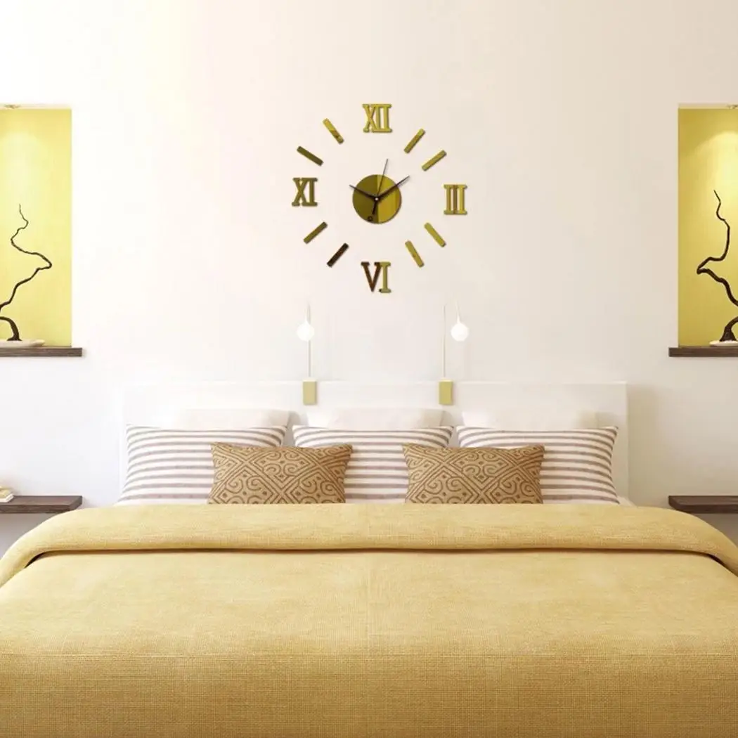 Roman Stickers Clock Quartz Surface etc Unassembled Powered Numerals Decor Mirror Home Room DIY Wall Battery Living 3D | Дом и сад