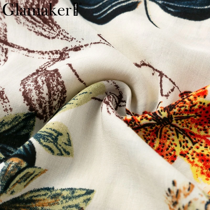 Женский комбинезон с цветочным принтом Glamaker длинный без рукавов треугольным