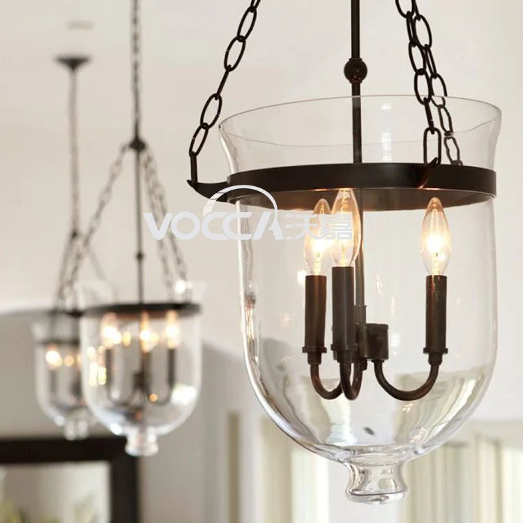 [ Wojia ] vintage glass chandelier loft Scandinavian minimalist modern American restaurant hanging lamp lighting living room bed |