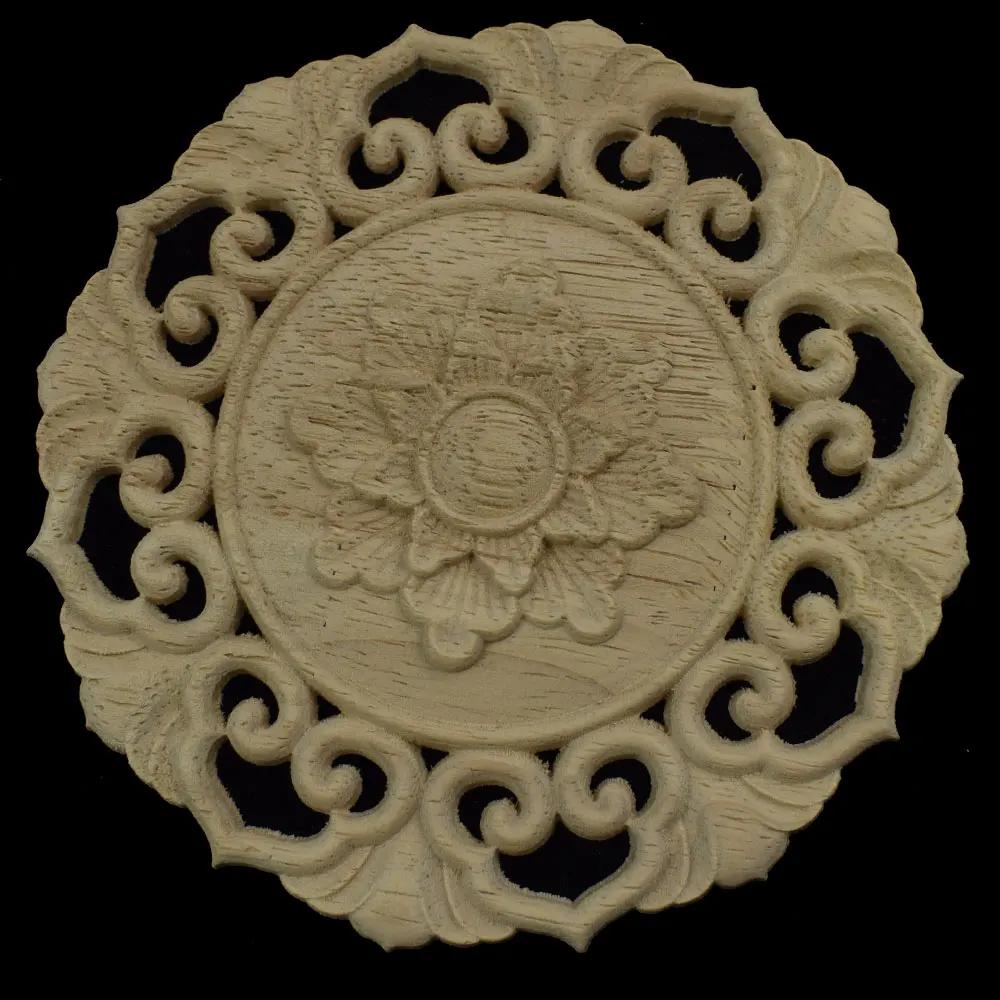 12 см Цветочная деревянная зеркальная настенная аппликация резьба декоративные