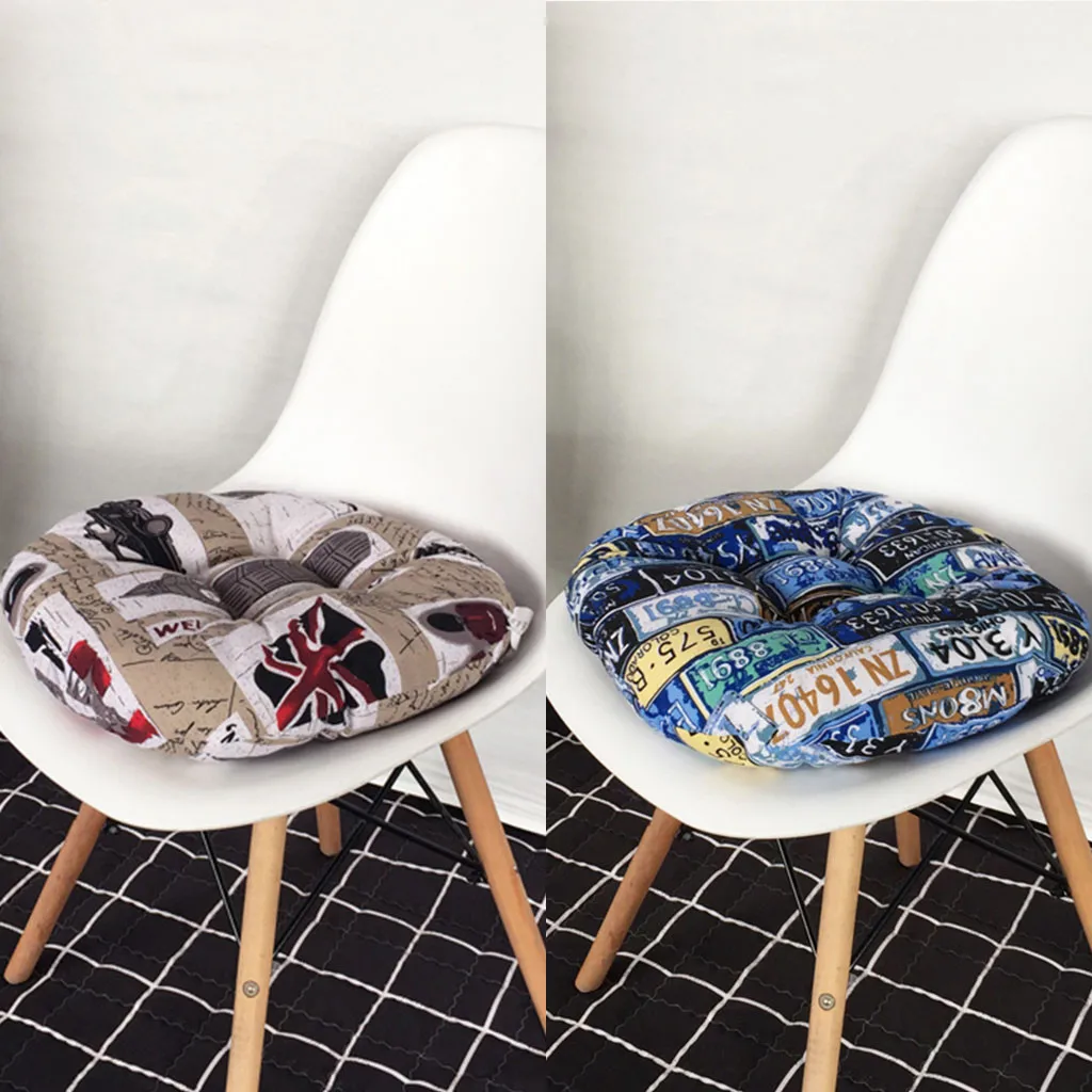 Синяя льняная Подушка для стула с принтом магнолии круглая хлопковая обивка