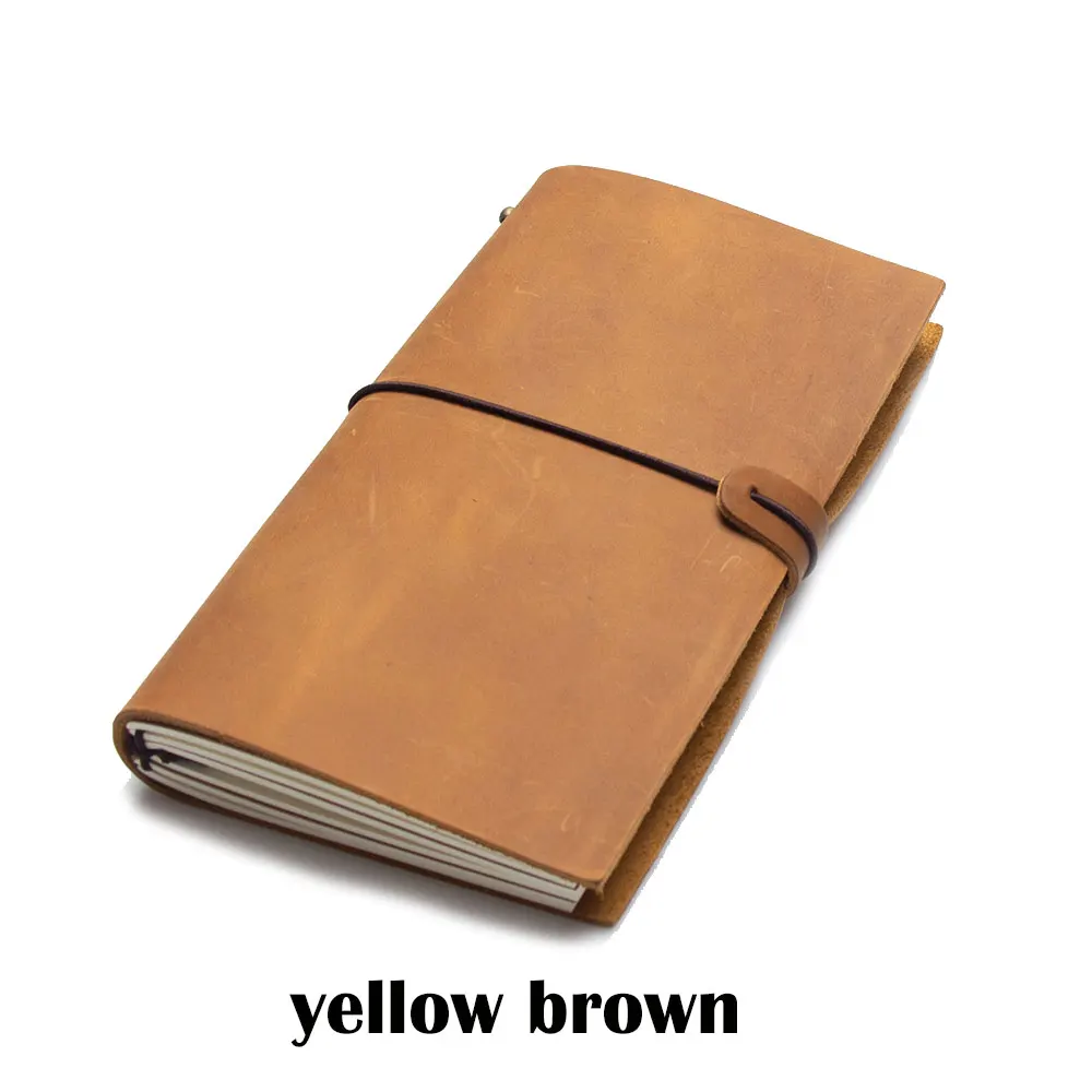 yellow brown Ежедневник теплые дневники ежедневники, тетрадь пояса из натуральной кожи Винтаж Книга Дневник Блокнот для скетчей путешествия журнал для подарка канцтовары блокноты скетчбук школьные принадлежности планеровщик - Цвет: yellow brown