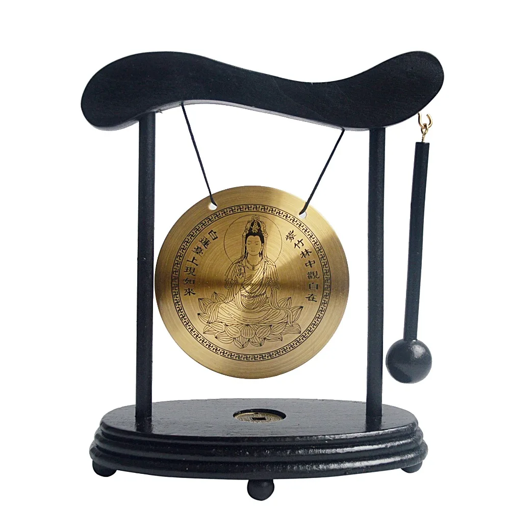 Бронзовый фэн шуй Настольный буддийский Гонг с бесплатным браслет красной