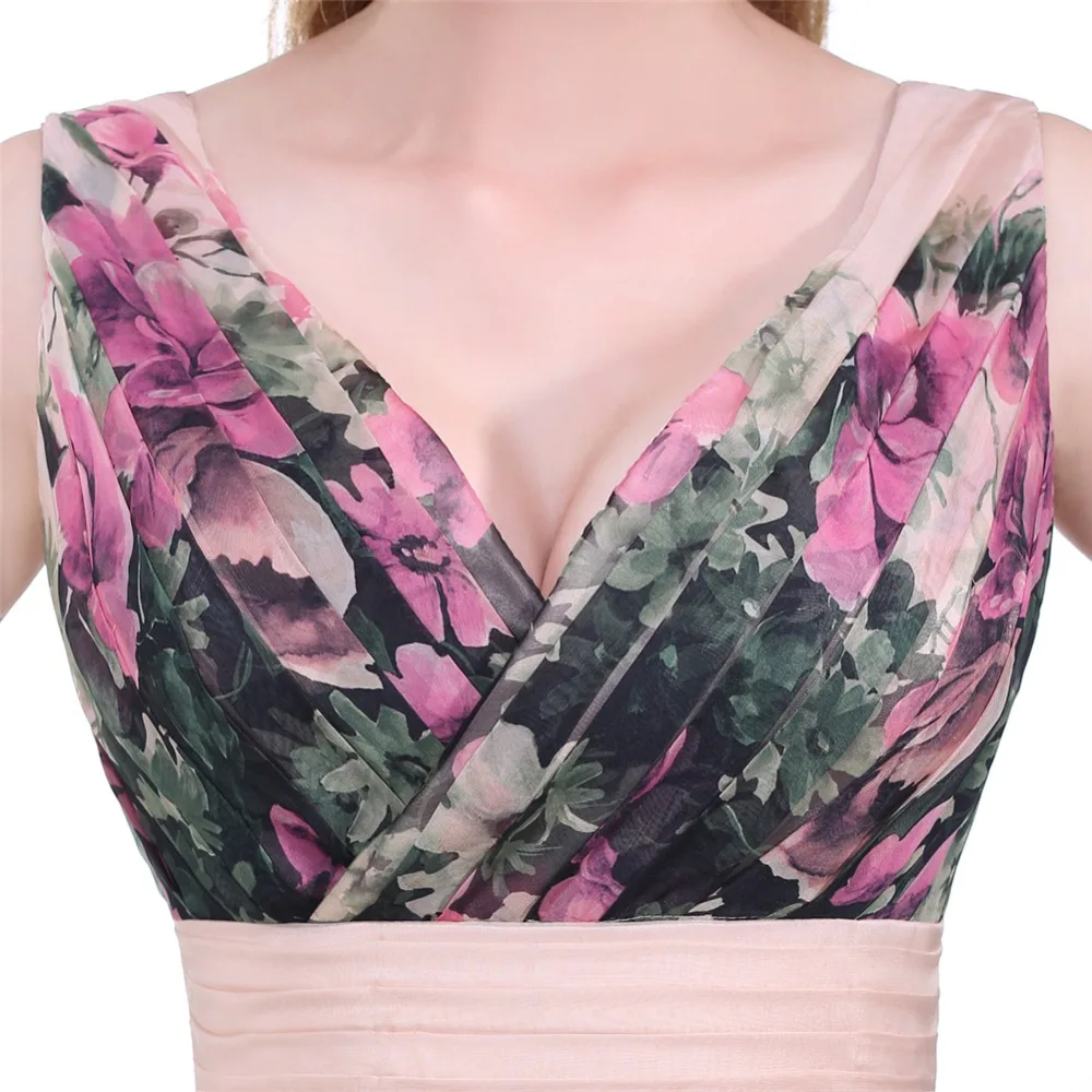 Ruthshen длинное вечернее платье V-Necik с узором плиссированные Элегантные Формальные