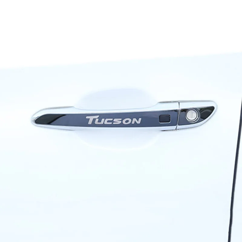 IMTFOO подходит для HYUNDAI TUCSON аксессуары нержавеющая стальная наружная дверь ручка отделка наклейка наклейки для автомобиля стиль - Название цвета: BLACK