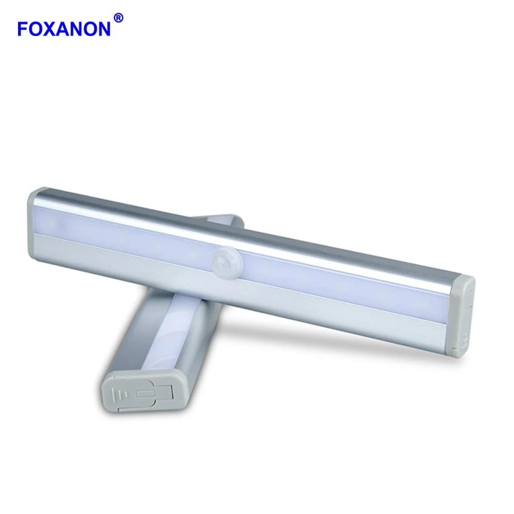 Фото 6 /10 светодиодов под шкаф Foxanon светильник с пассивным ИК датчиком движения питание
