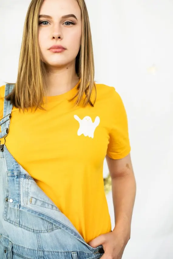 Забавная желтая футболка с рисунком Призрака и духа женская модная повседневная