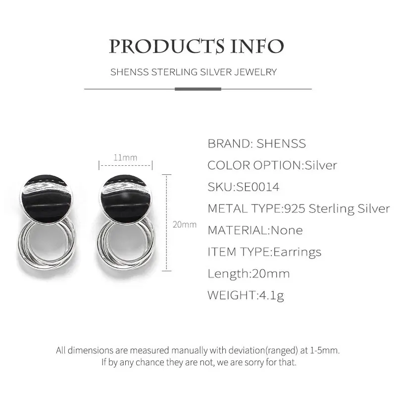 Black Round Epoxy Earrings S925 Sterling Silver for Women | Украшения и аксессуары