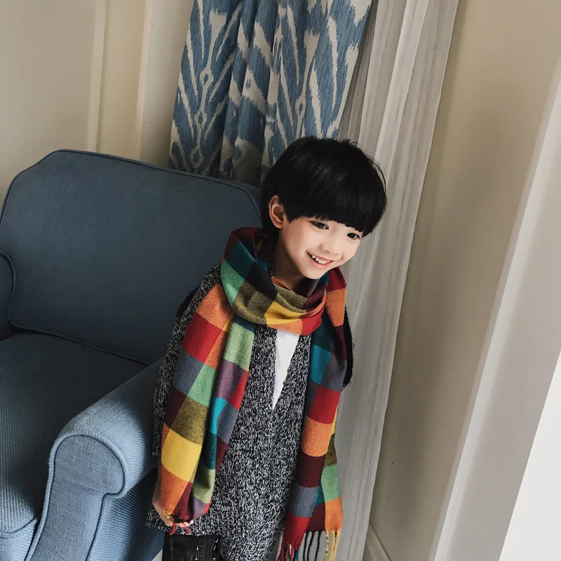 La MaxPa/детский шарф с кисточками клетчатый Кашемировый Пашмины для девочек и