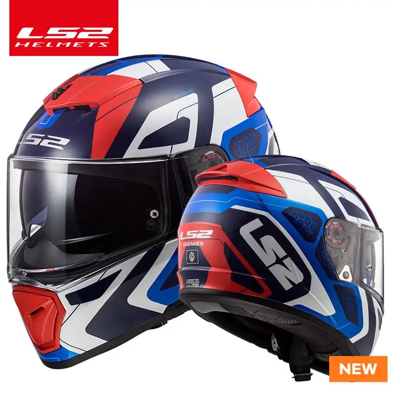LS2 Breaker Chrome-plated helmet Ninja Full Face Motocycle helmet UV Resistant Fog-Free System helmet made of KPA - Цвет: 13