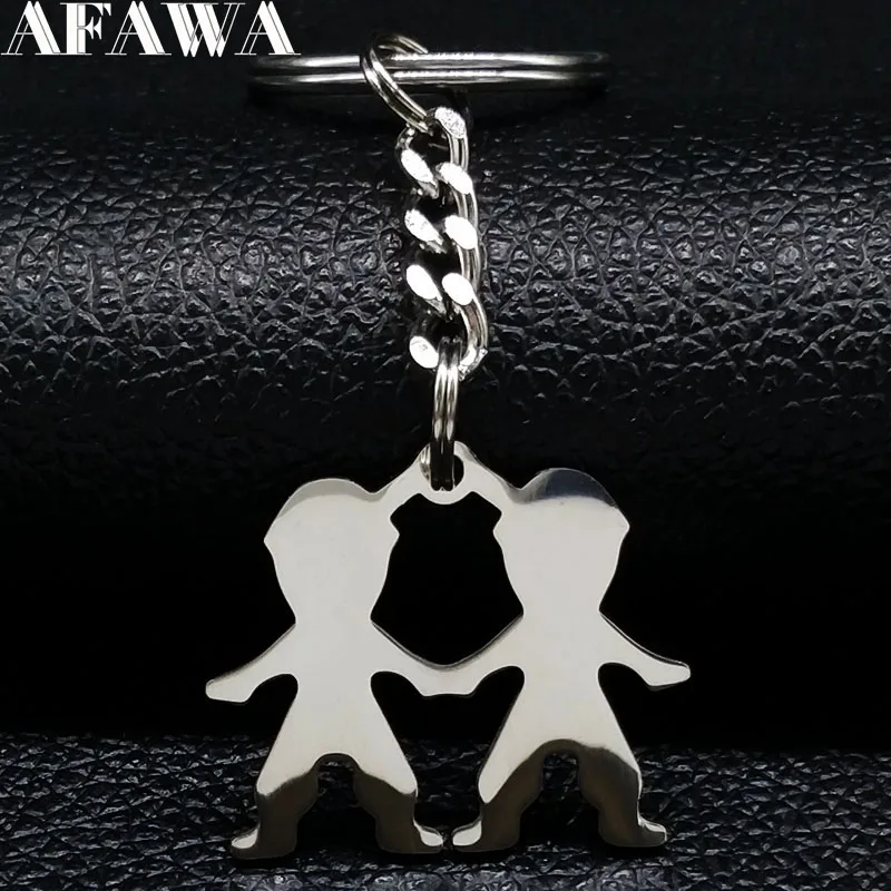 2021 модный брелок для ключей двух мальчиков из нержавеющей стали женщин