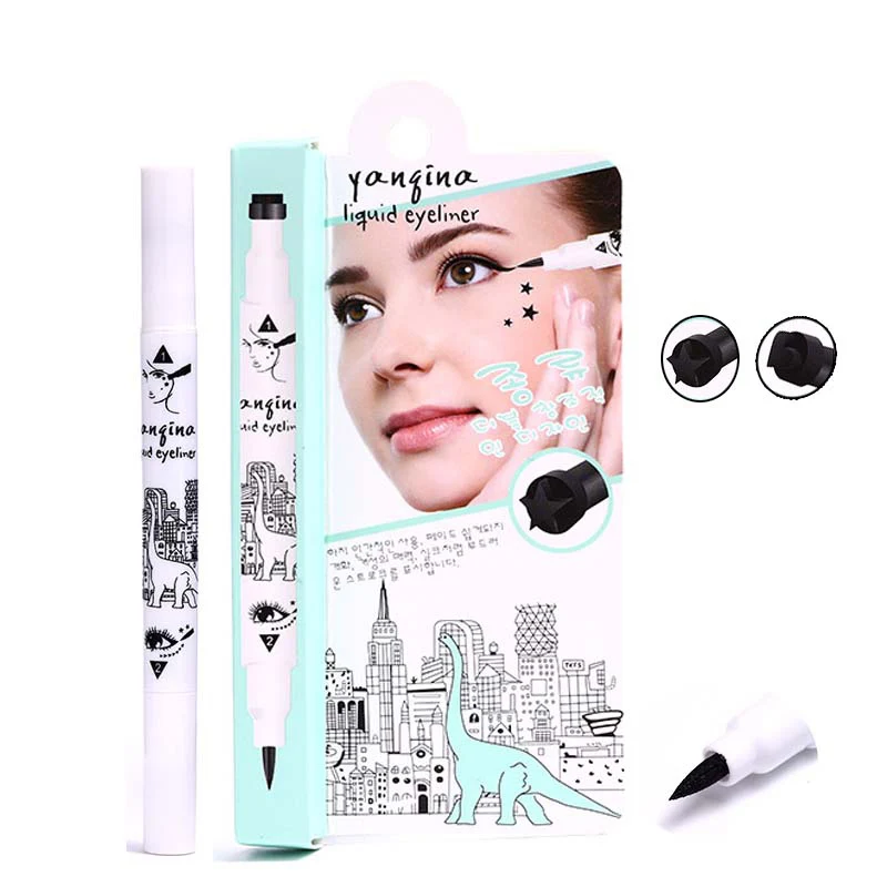 1 шт. черная жидкая подводка для глаз с двойной головкой ручка штамп водостойкая